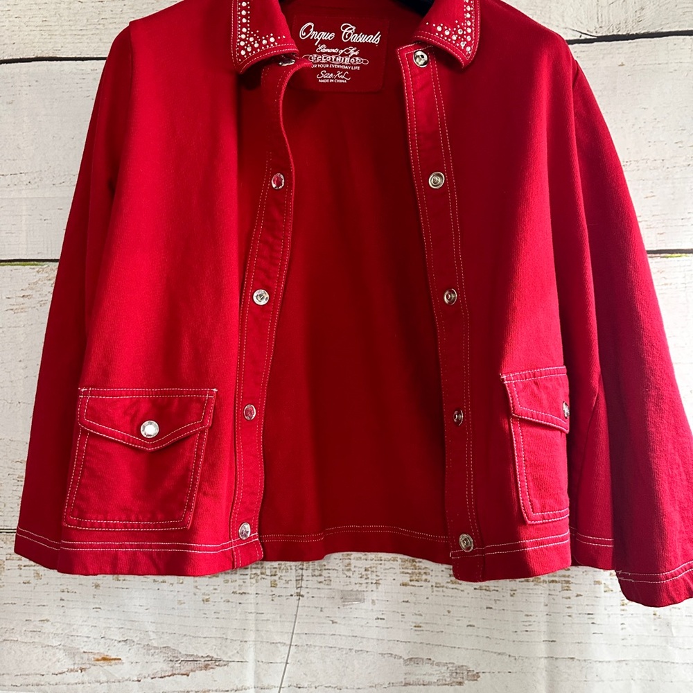 ONQUE Rhinestone Jacket Red - Picture 4 of 14